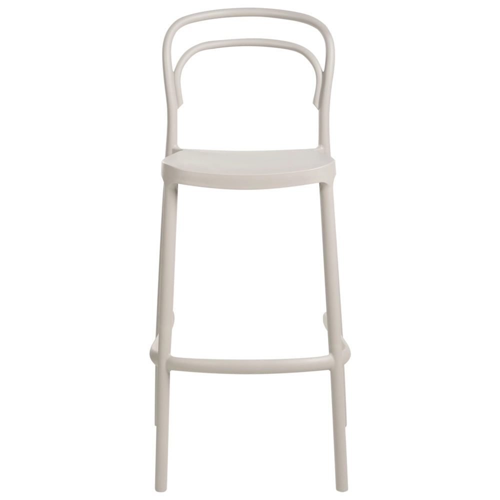 Set di 2 sedie da bar in plastica beige moderna resistente alle intemperie per uso interno ed esterno