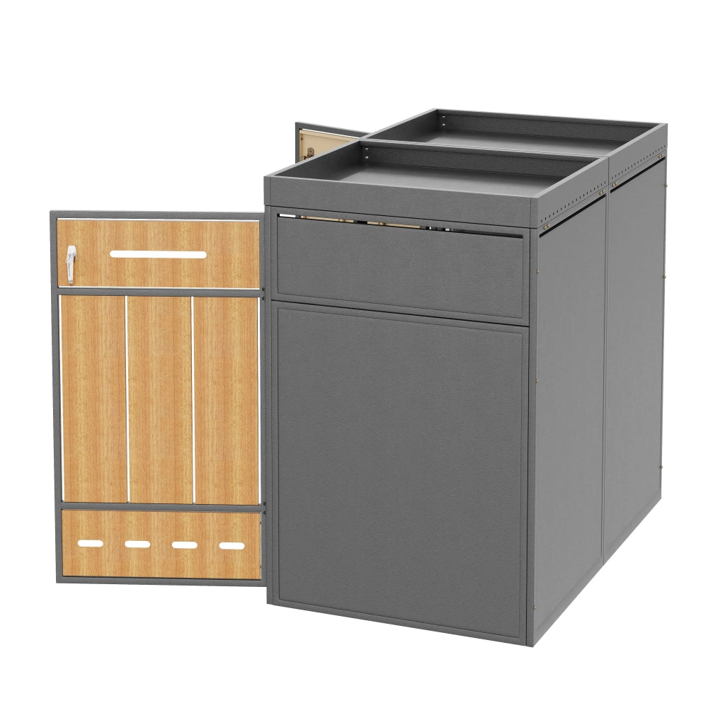 Armadio portabidoni Doppio con Fioriera; Acciaio; Effetto Legno; Grigio; con Serratura; 120¨C240 L