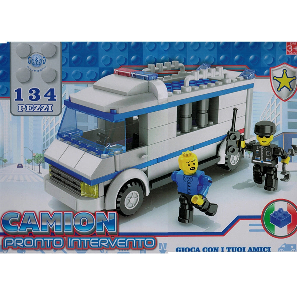 Trade Shop - Costruzioni Giocattolo Per Bambini Camion Della Polizia Con Personaggi 134 Pezzi -