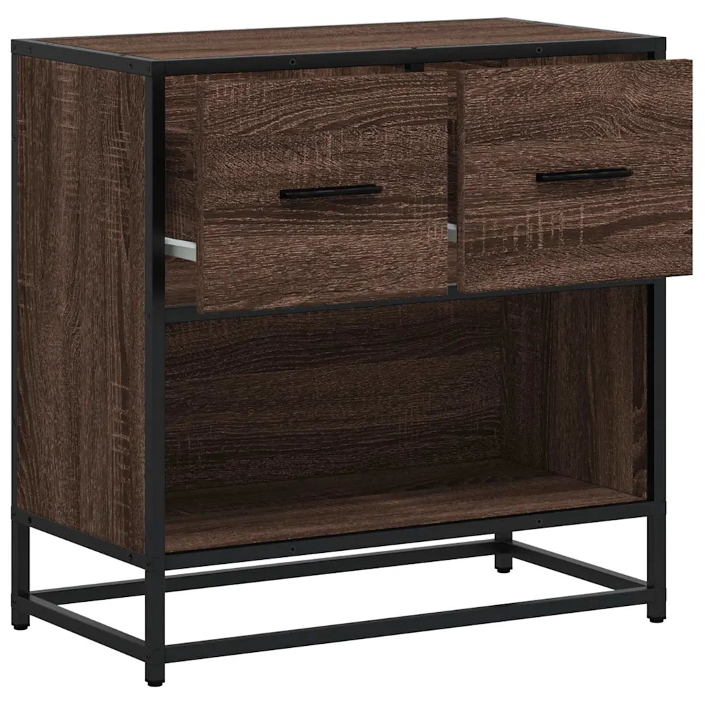 Comodino Rovere Marrone 60x31x60 cm Legno Multistrato e Metallo 848698