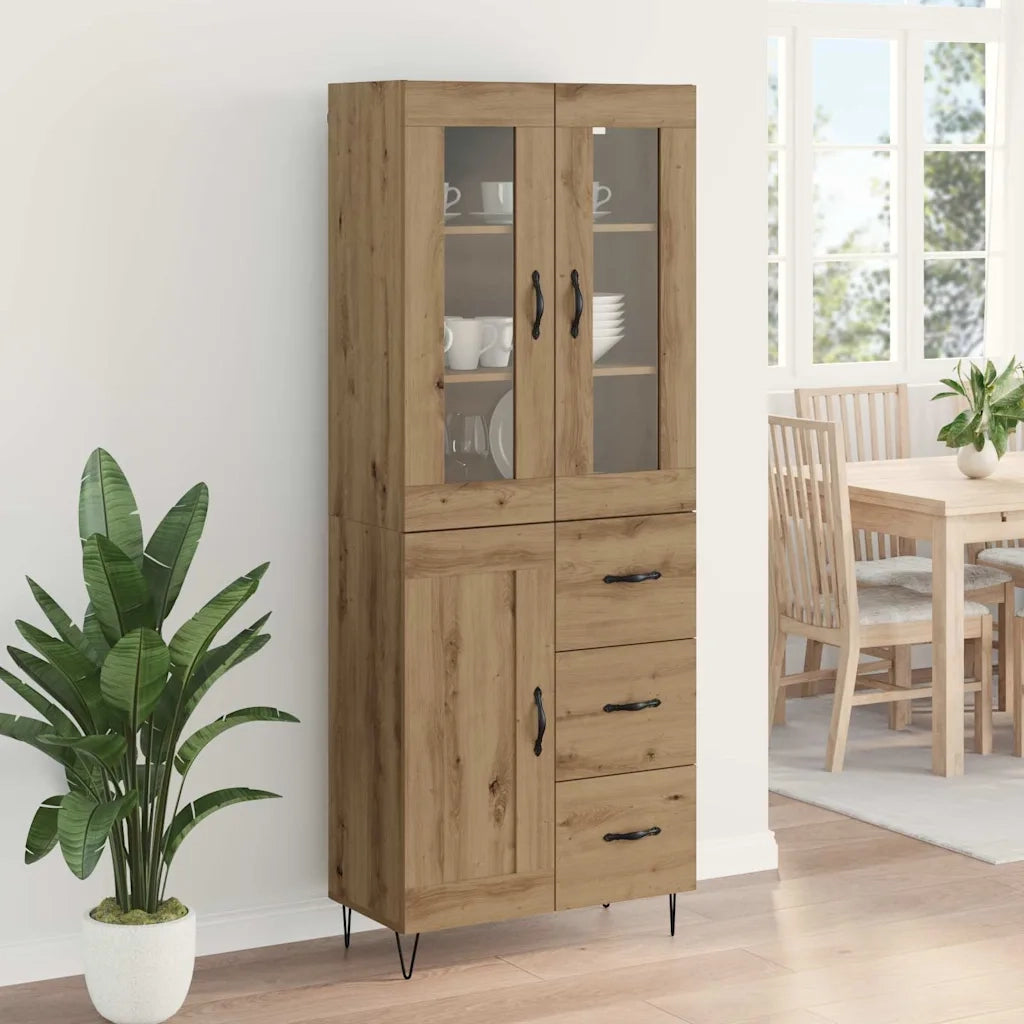 Credenza | Madia | Buffet da pranzo | Armadio da pranzo Rovere artigianale 69,5 x 34 x 90 cm Legno multistrato