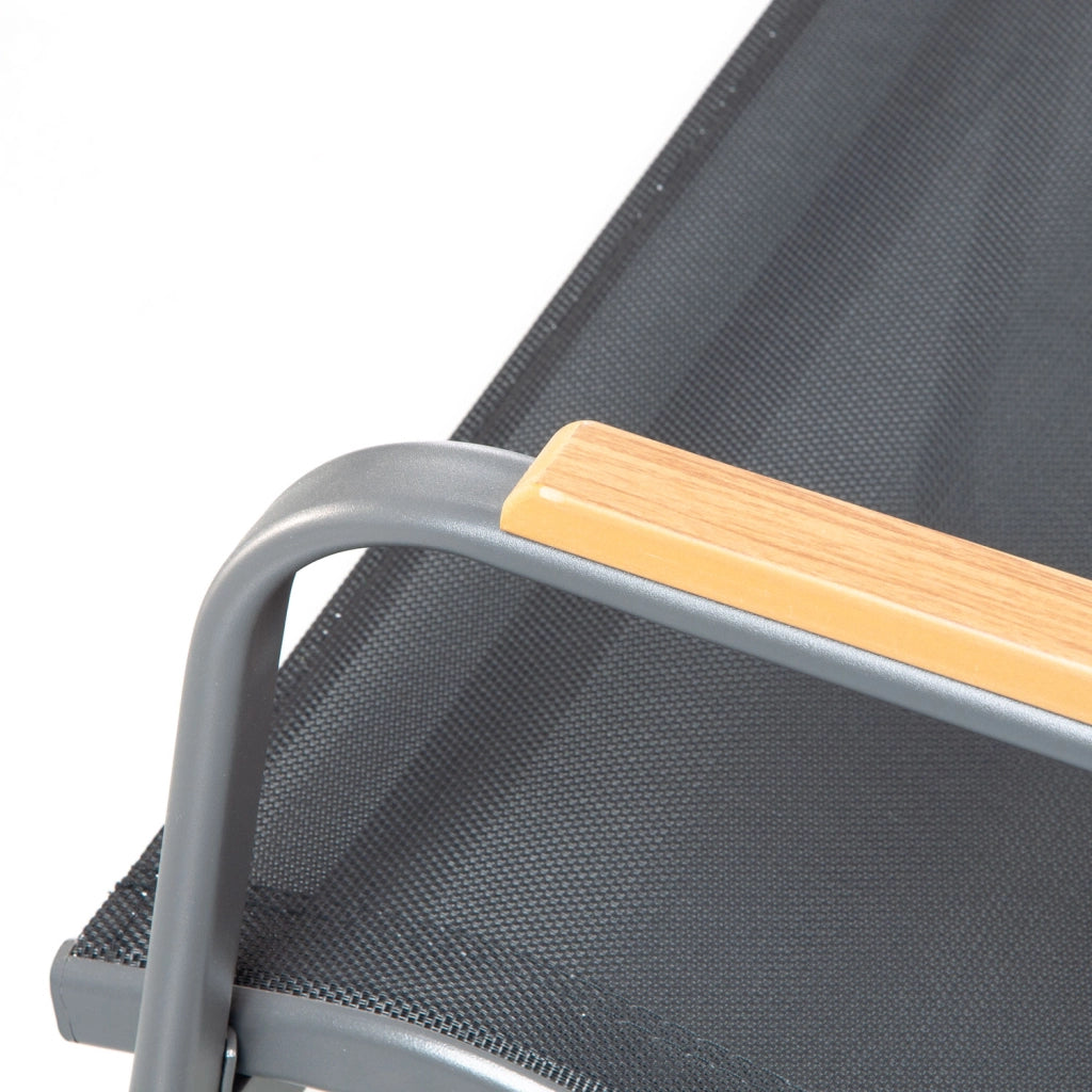 Set Salotto da Giardino 4 Pezzi Bali Divano Poltrone e Tavolino in Acciaio Textilene Grigio