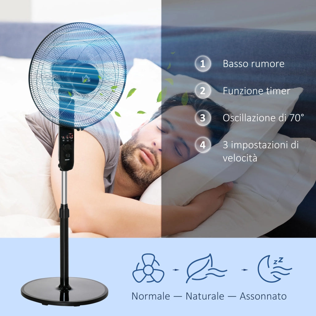 Ventilatore a Piantana ¨C zephmum ¨C Nero, Metallo, Altezza Regolabile