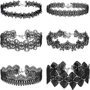 6 pezzi di collana a strisce nere, collana gotica, collana retro, accessori di abbigliamento, collana per donne, unico modello