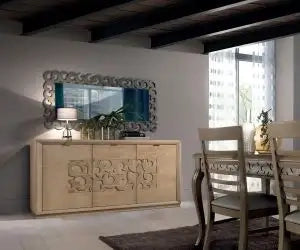 Credenza Eva madia in legno massiccio rovere naturale frassino intagliata