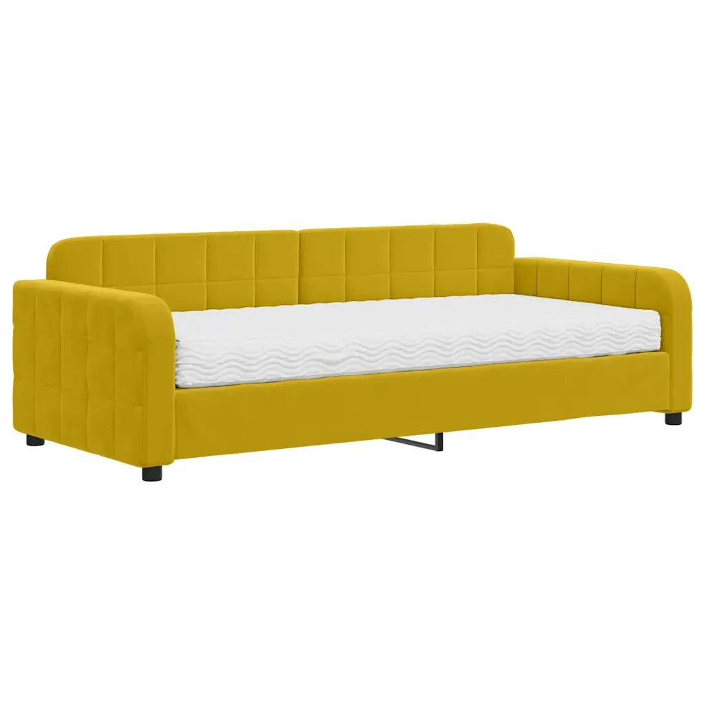 Divano Letto con Materasso-Sofa Letto-Daybed Giallo 90x200 cm in Velluto 309544