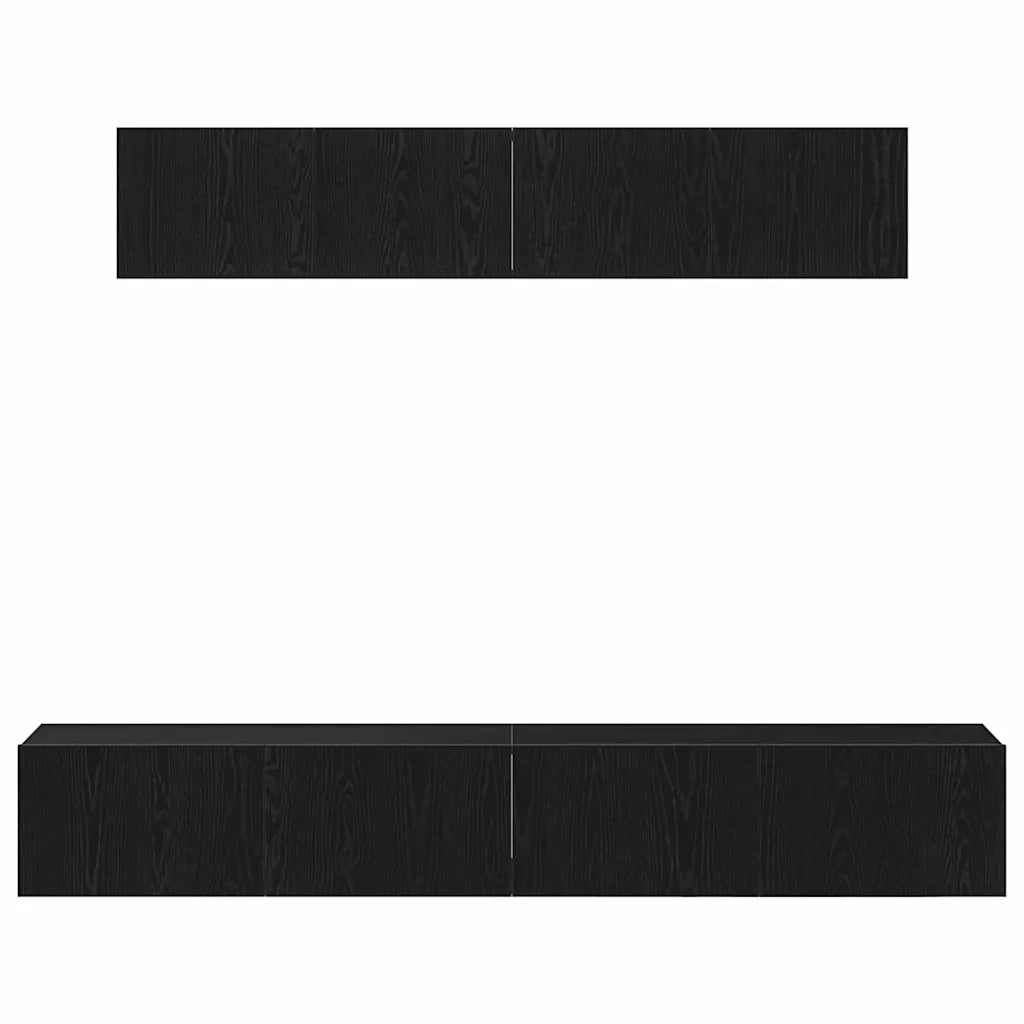 Set mobile TV 4 pcs Rovere Nero Legno ingegnerizzato 3333057