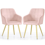 Set di 2 Sedie imbottite con cuciture quadrate LUXANO Rosa Cipria gambe oro