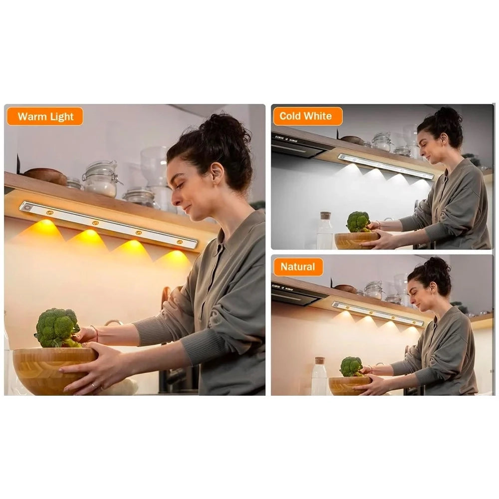 Trade Shop - Luce Led Magnetica Sottopensile Ricaricabile Da 60 Cm Con Sensore Movimento Wireless -
