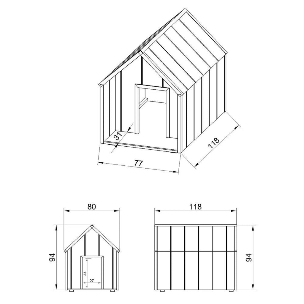 Cuccia per cani in legno LP SmartSide - 80 x 118 x H94 cm, Taglia L – TIMBELA M972-1
