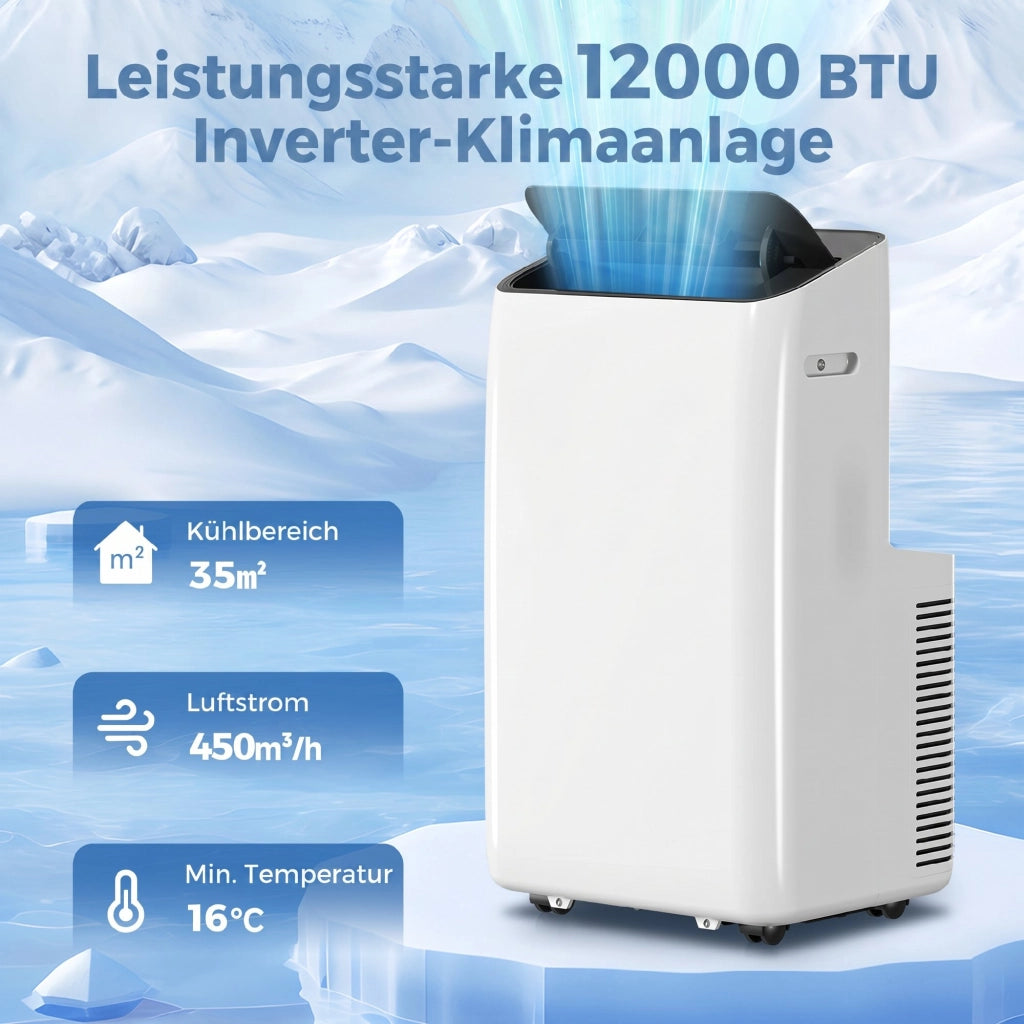 Condizionatore Portatile 12000 BTU Inverter ¨C Zephmum ¨C 60¡ã Oscillazione Timer 24H Telecomando