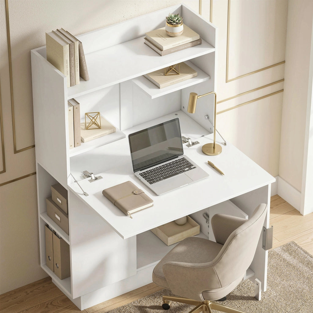 Scrivania per computer ¨C zephmum ¨C 80x30x128 cm, bianco