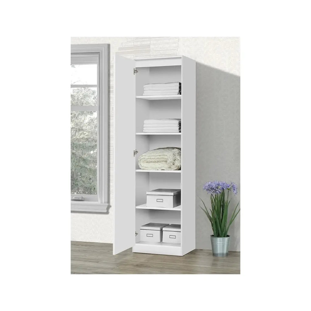 Armadio ALABAMA - 1 porta - L50 x H184 x P52 cm - Bianco lucido - Design