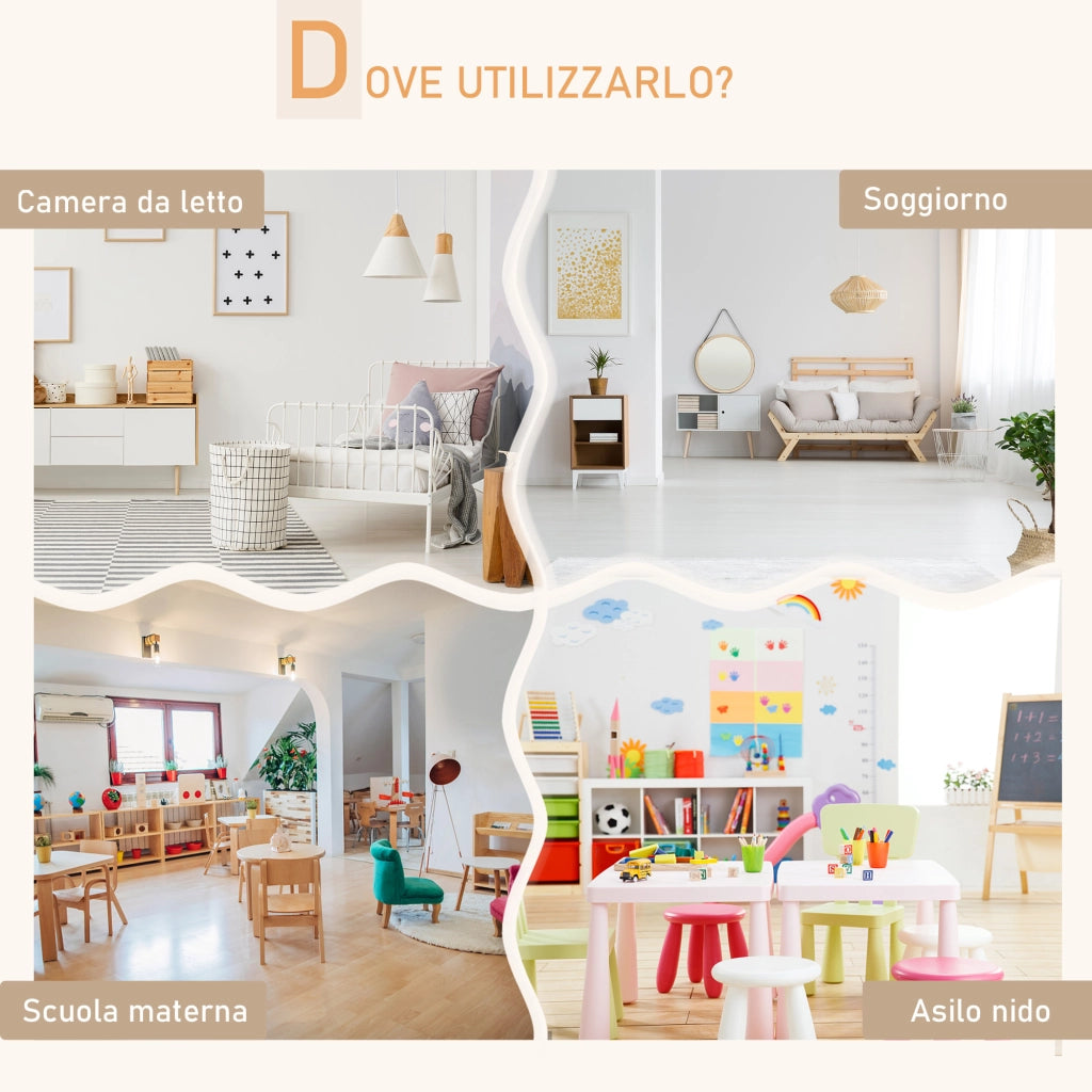 Tavolino con 2 Sedie per Bambini a Forma di Orsetto ¨C Minimal ¨C Legno, Bianco