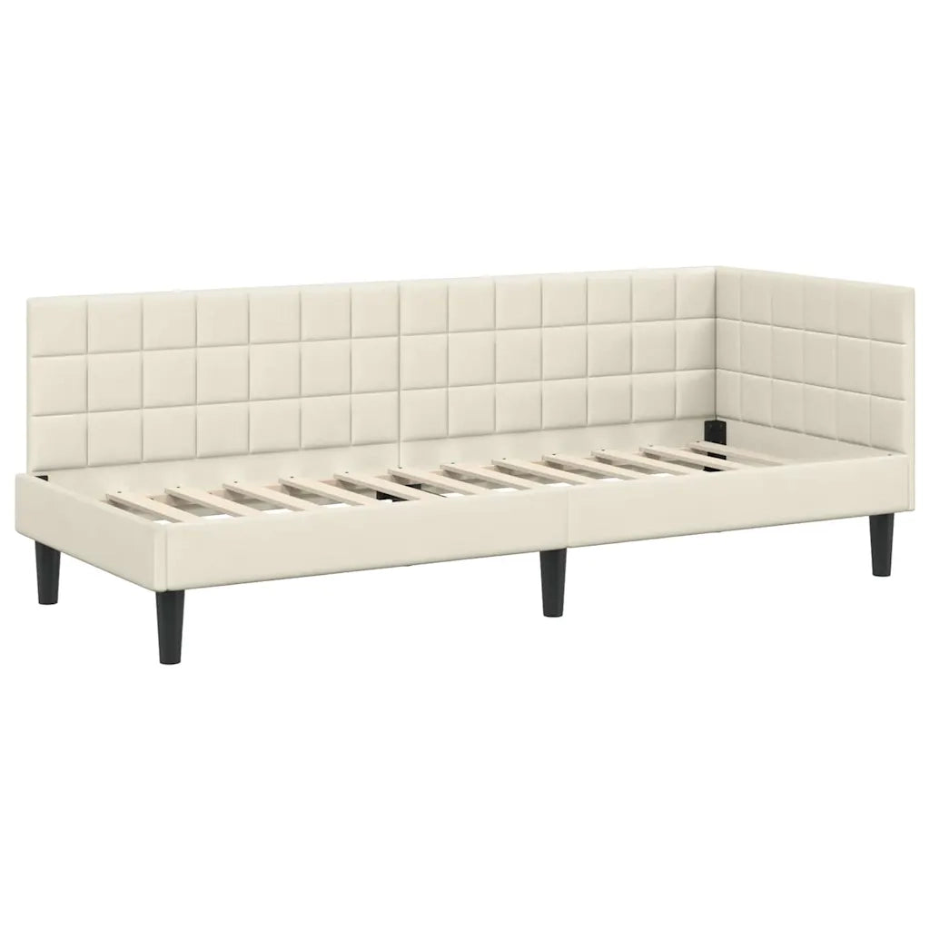 Cornice del letto ad angolo Crema 80 cm x 200 cm Velluto 42016415