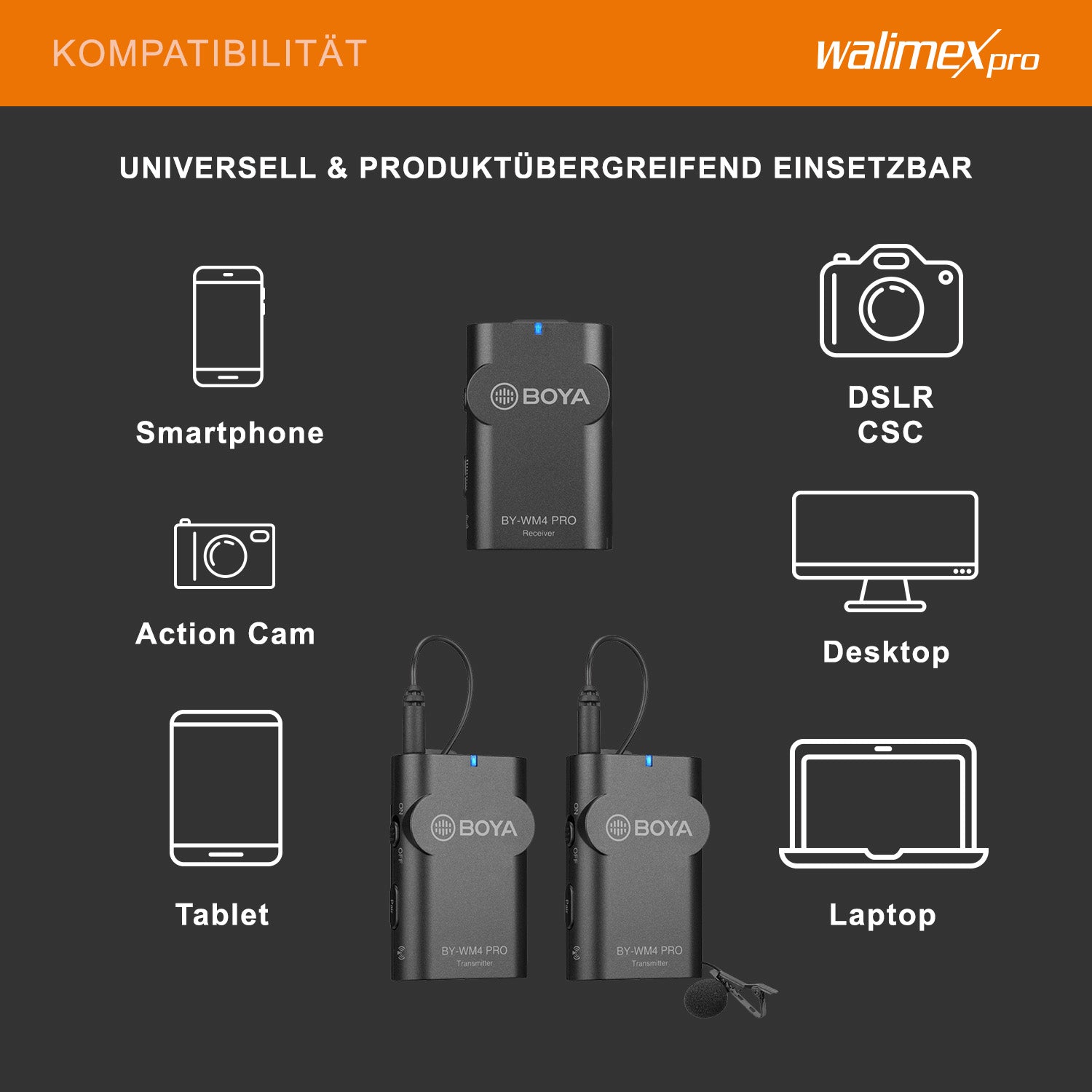 Boya WM4 Pro K-2 Microfono Set di 3 microfoni