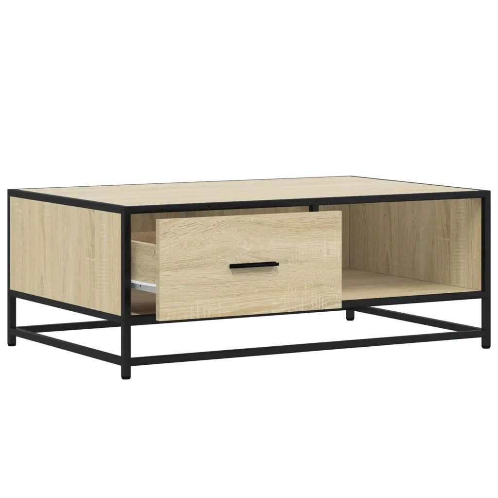 Tavolino-Tavolino da soggiorno-Tavolo Rovere Sonoma 90x57x35 cm Legno Multistrato e Metallo