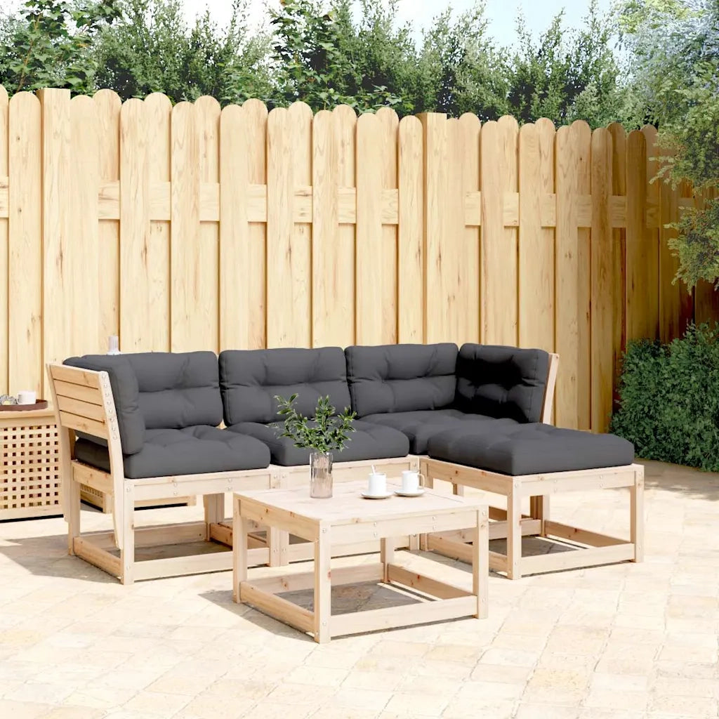 Set Divani da Giardino 4 pz | Set Salotto da Giardino con Cuscini Legno Massello di Pino