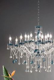 LAMPADARIO DAMASCO 8 LUCI OTTANIO E CROMO ATTACCO E14 D.82CM