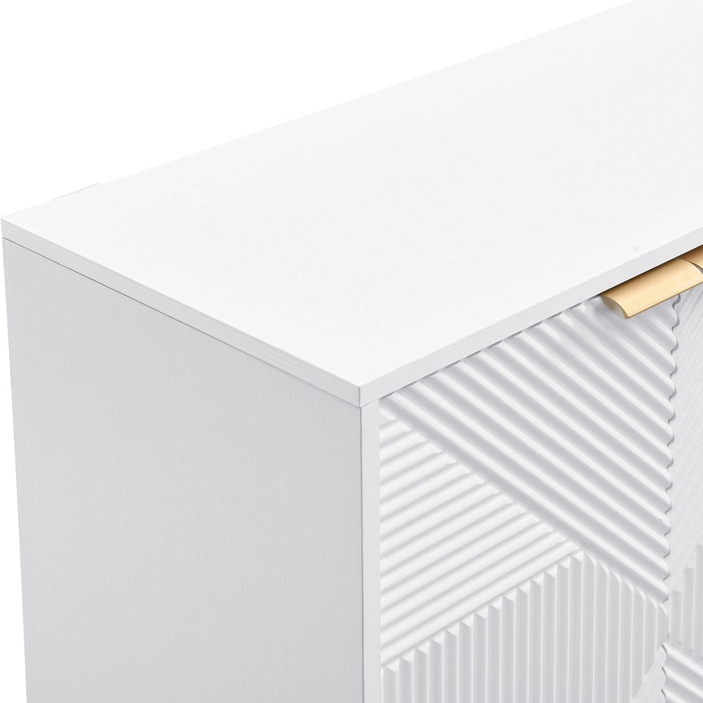 Credenza 4 Ante ¨C Xylo ¨C Legno, Ripiani Regolabili, Gambe Sferiche, Maniglie in Metallo