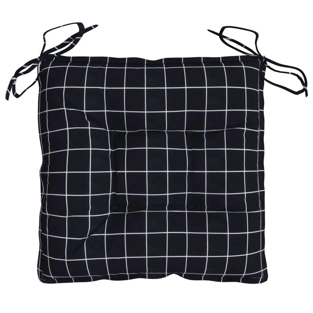 Cuscini per Sedia 2 pz | Cuscini per sedie a Quadri Neri 50x50x7 cm Tessuto Oxford