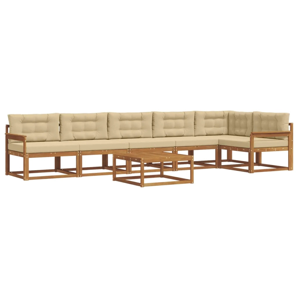 Set di divani da esterno con cuscino 7 pcs Naturale e Beige 3367676