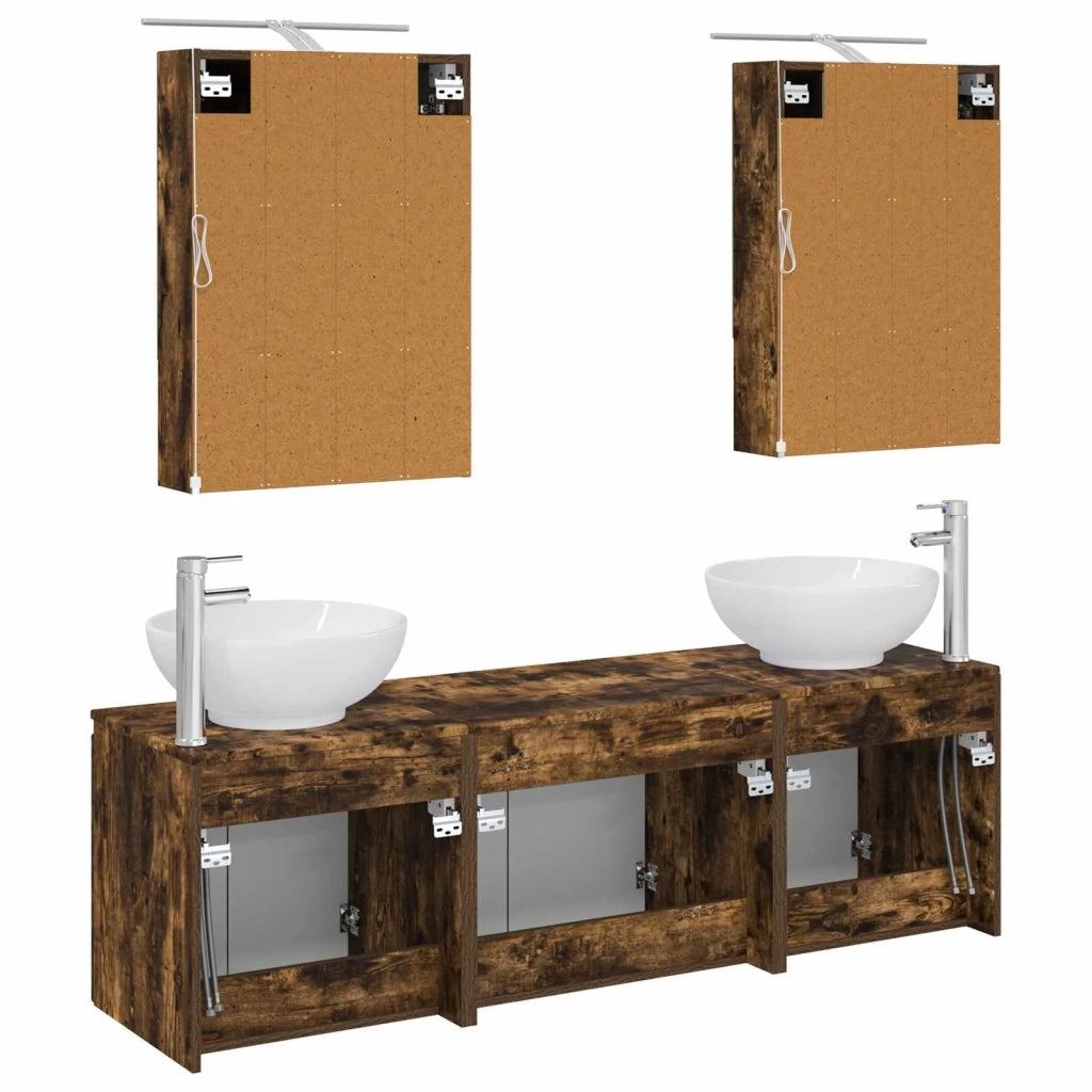 Set di Armadi da Bagno 5 pcs Rovere Fumo Legno ingegnerizzato 3406483