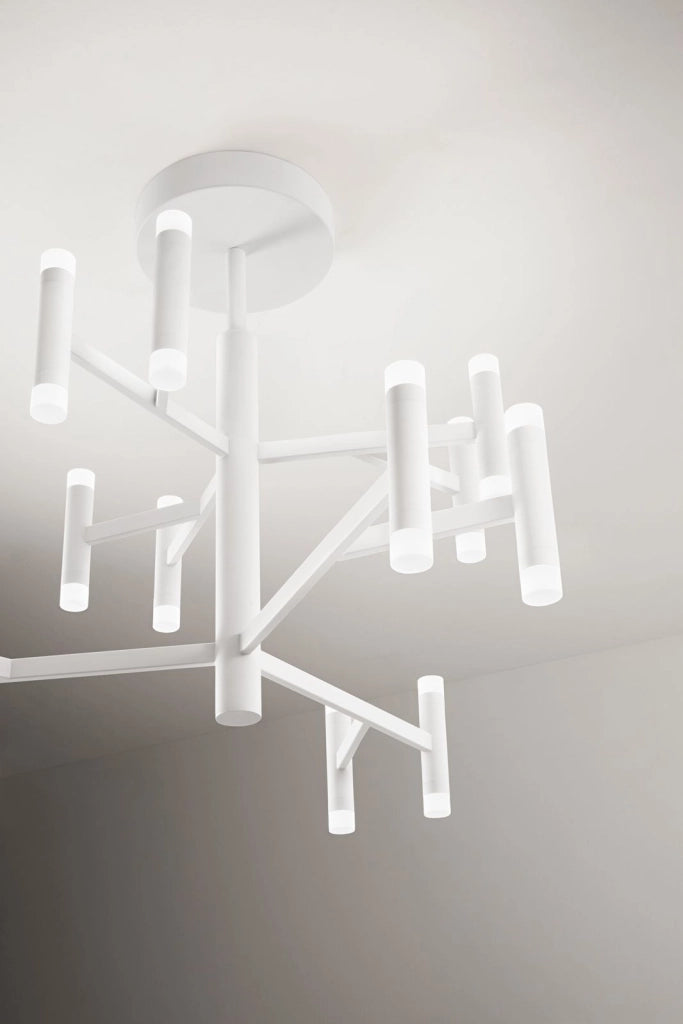Plafoniera in metallo e alluminio  Bianco Candles LED 68W 3000K CRI?80 220-240V 50/60Hz 4690Lm biemissione dimmerabile