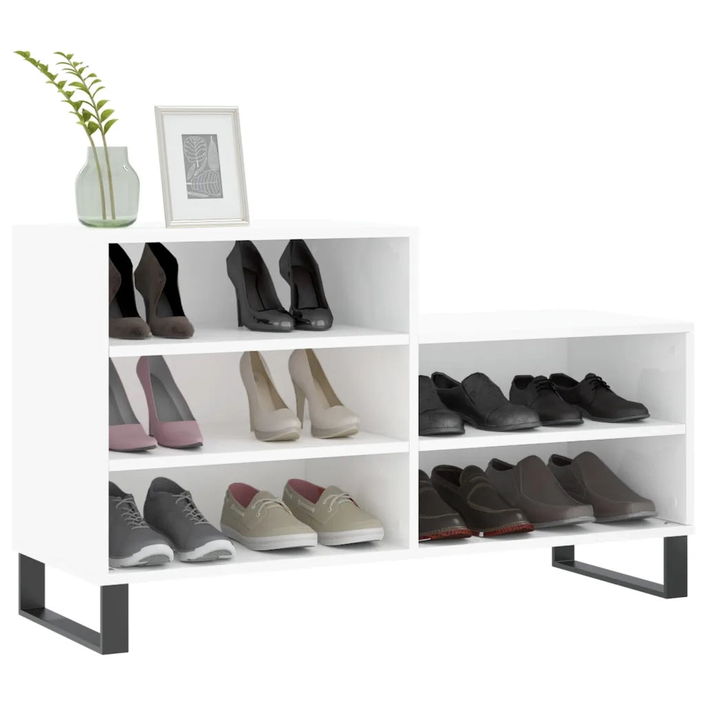 Scarpiera | Mobile per scarpe Bianco Lucido 102x36x60 cm in Legno Multistrato