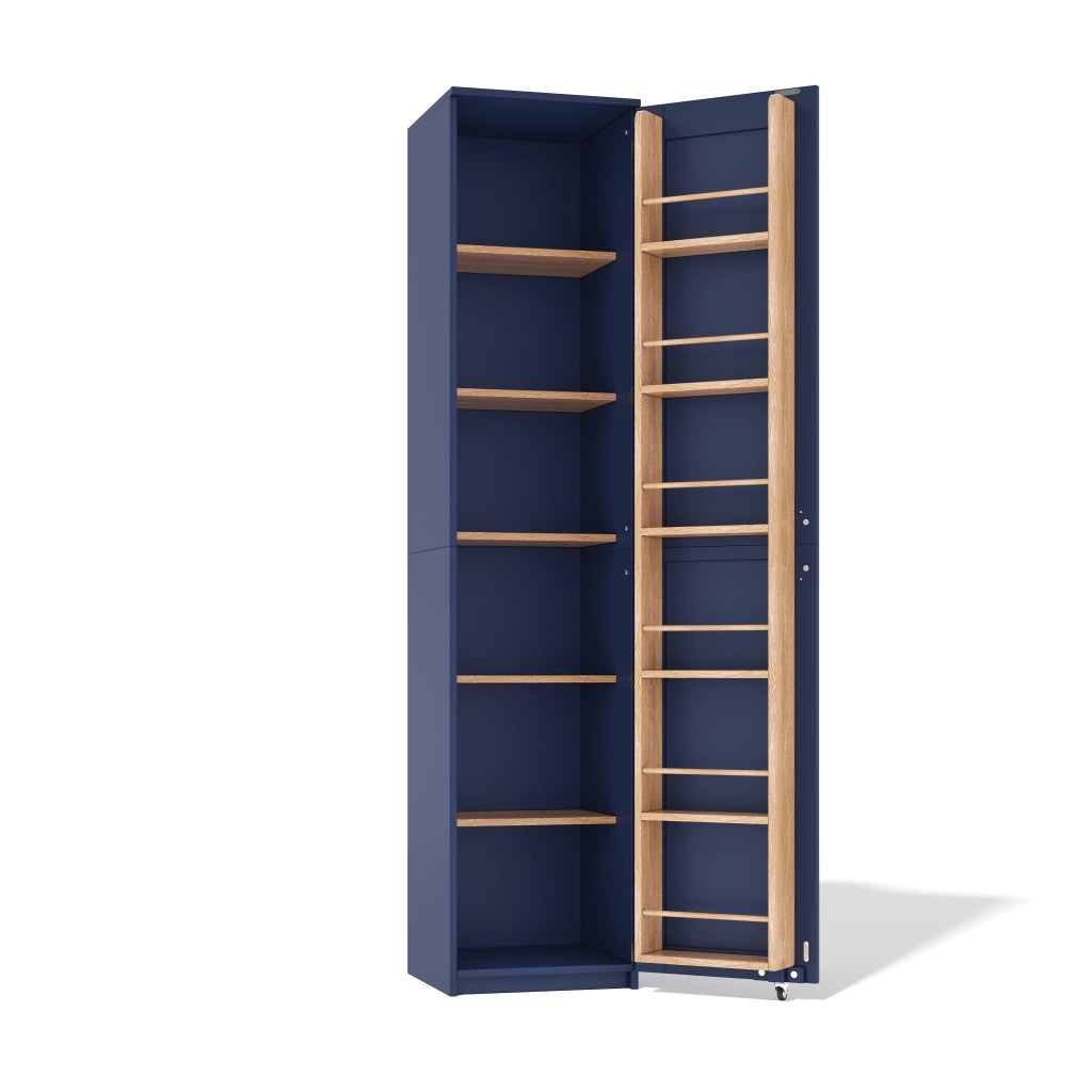 Mobile contenitore alto con ripiani regolabili e vani anta; 40x40x183 cm; blu