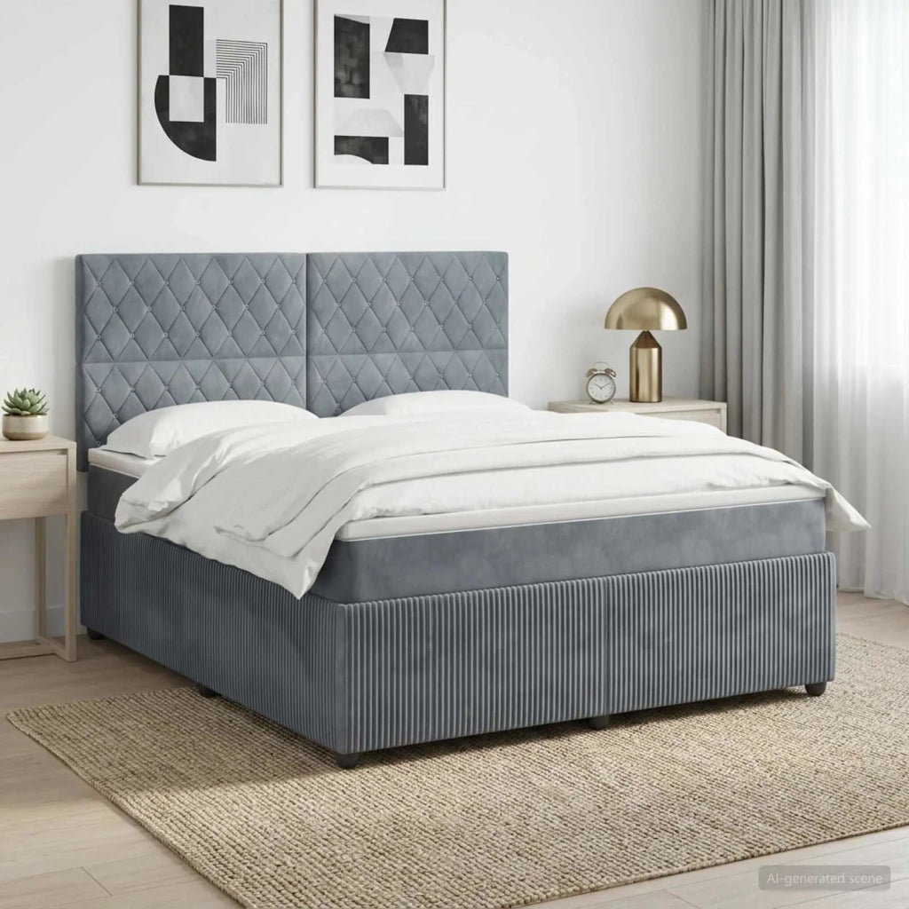 Letto box spring con materasso Grigio Scuro 140 x 190 cm 3454596
