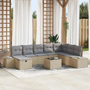 Set Divano da Giardino con cuscino 9 pcs Beige Poly Rattan 3360771