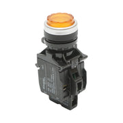 Pulsante di comando convesso illuminato 220V AC LED giallo con ritorno 1NO+1NC, 10A/600V AC, 1A/250V DC LA42 Breckner Germany