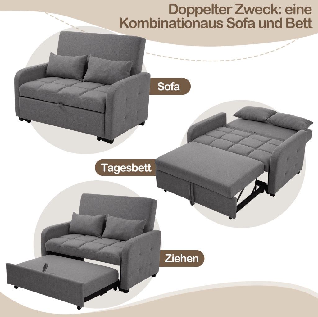 Divano letto pieghevole grigio antico 127x180 cm
