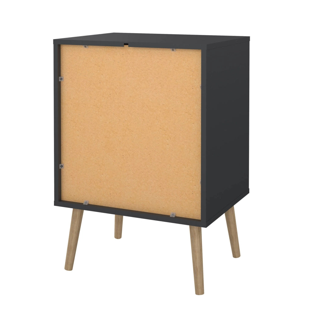 Comodino Antenati, Comò basso, Tavolino da notte, Mensola da letto, 50x39 h72 cm, Grigio