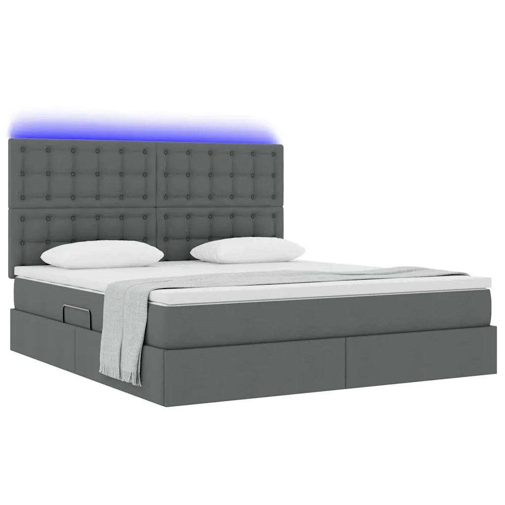 Letto con contenitore LED e materasso Grigio Scuro 180 x 200 cm