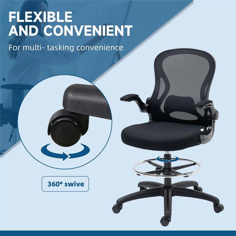 SEDIA DA UFFICIO ERGONOMICA CON SEDUTA REGOLABILE 59 X 65X 110-130 CM NERA