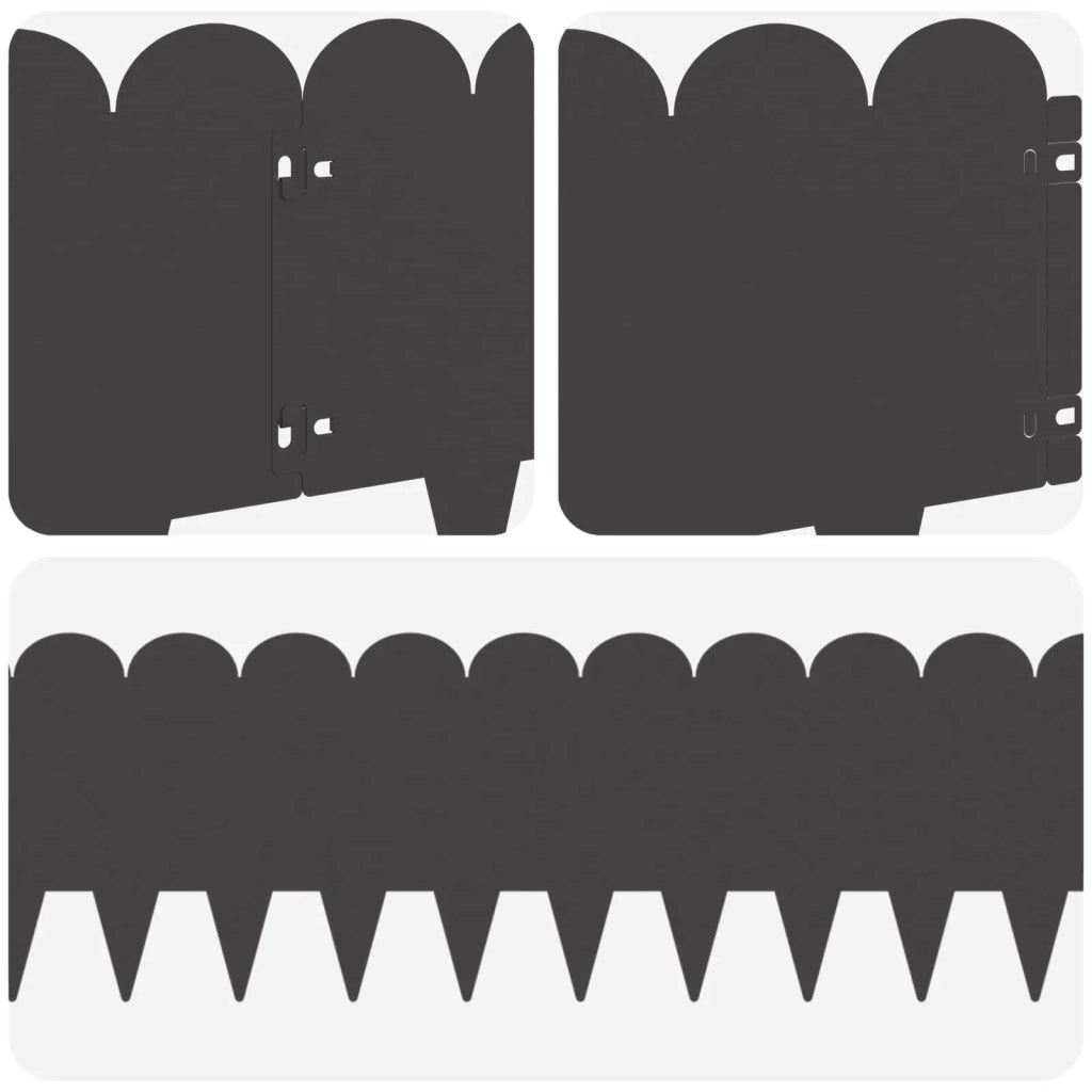 Bordura per Prato 10 pcs 103 x 25 cm Acciaio Nero 8008693