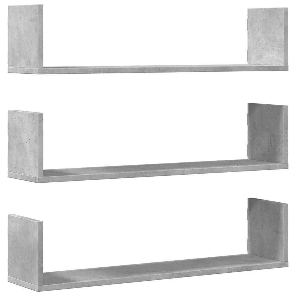 Mensole a Parete 3pz Grigio Cemento 80x18x18 cm in Truciolato