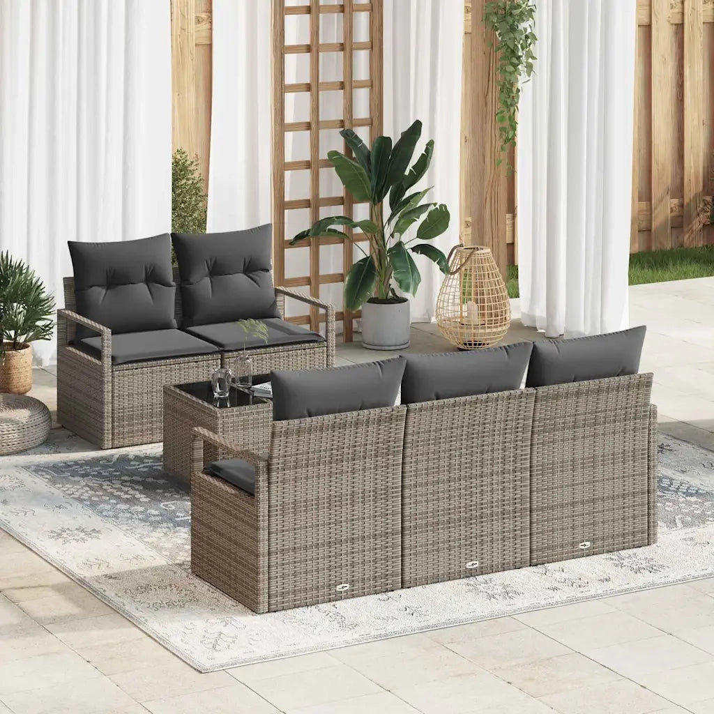 Set di divani 6 pcs Grigio polyrattan