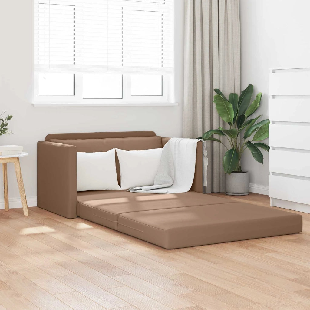 Divano letto | Sof¨¤ letto | Letto singolo Cappuccino 124 x 71 x 78 cm Pelle Artificiale