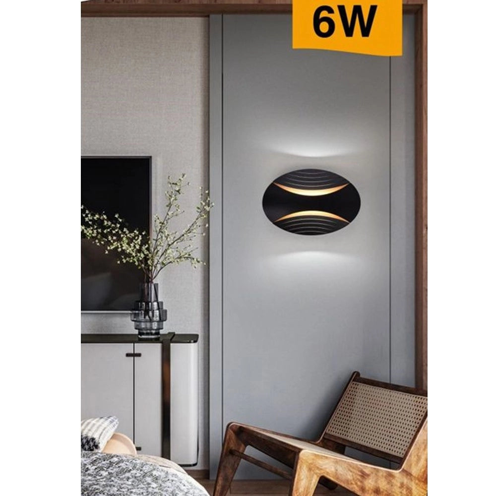 Trade Shop - Applique Led Da Muro Doppia Emissione 6 W Lampada Ovale 3 Modalità Luce Aq15-n3c -
