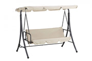 Dondolo tre posti con copertura, acciaio e poliestere 180 gr/mÂ², beige 113x190 h.165cm Fredi