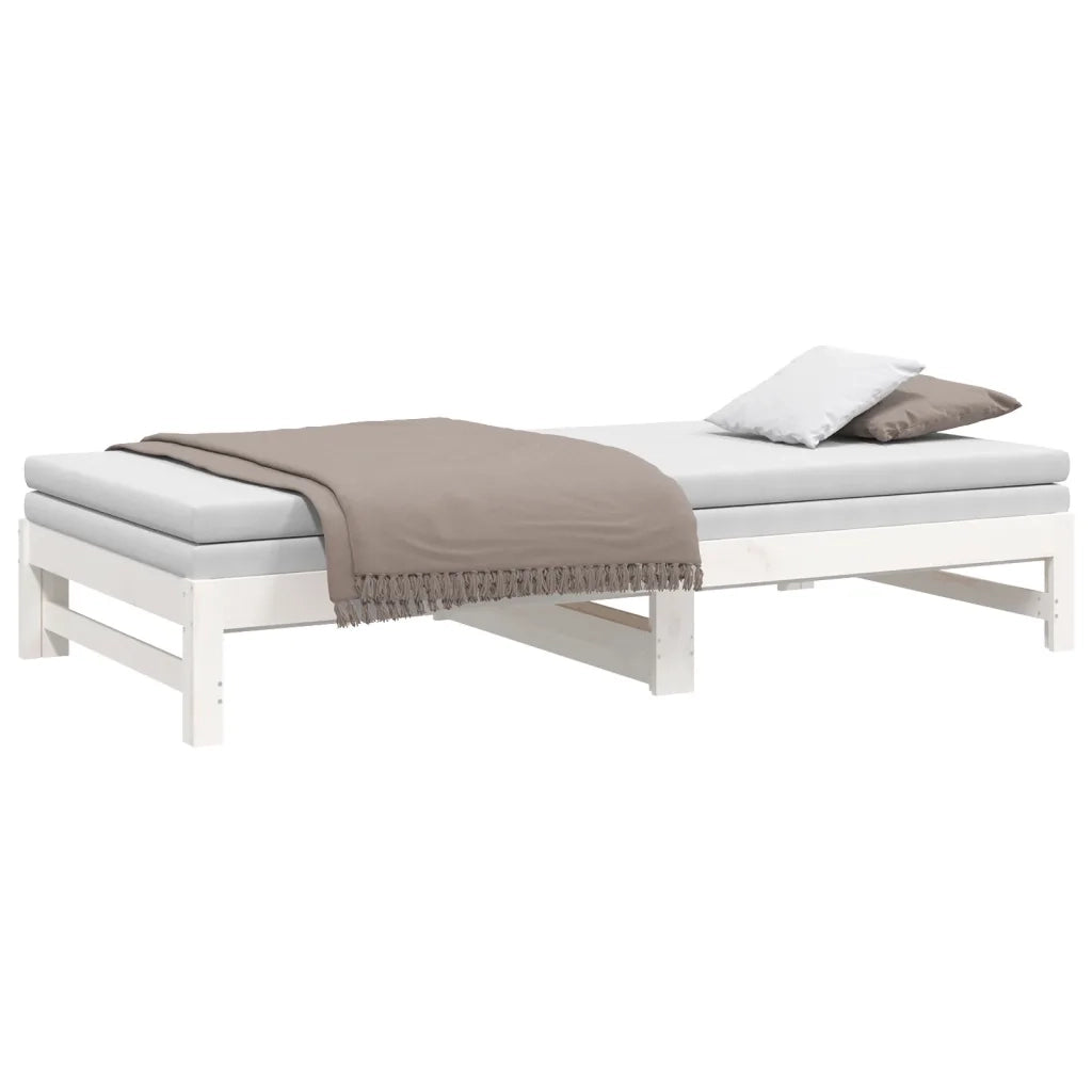 Dormeuse Estraibile Bianca 2x(100x200)cm Legno Massello di Pino 823400