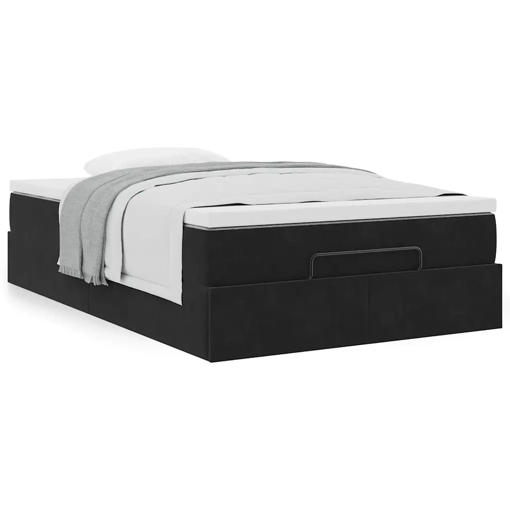 Struttura Letto Pouf con Materasso Nero 120x200 cm Velluto 3311179