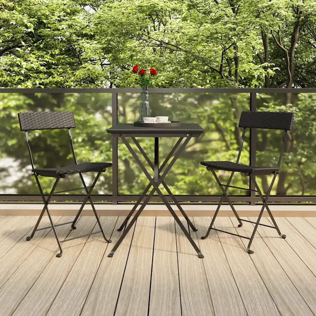 Set Pieghevole da BistrÃ² 3 pz Nero in Polyrattan cod mxl 42709