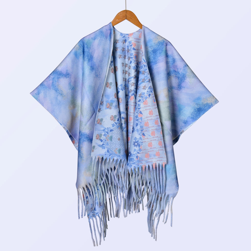 Nuovo scialle double face spesso, stile retr¨°, ampia cappa da donna.