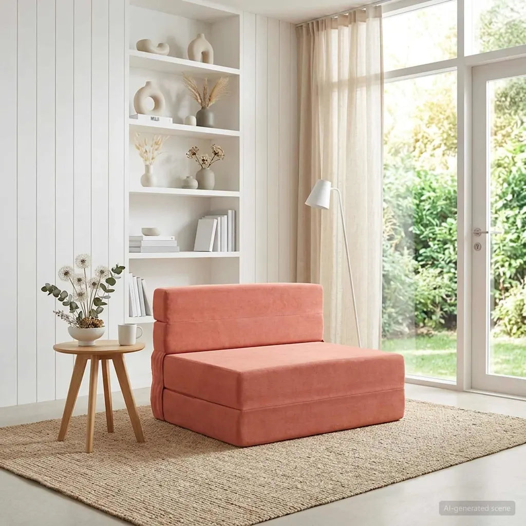 Divano Letto Pieghevole Rosso Arancio 70 x 72 x 60 cm Tessuto 900084