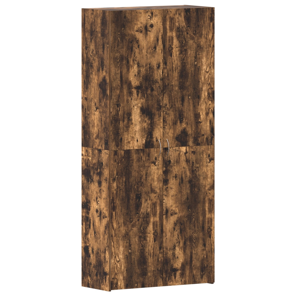Cabinet per scarpe in rovere affumicato 80x35,5x180 cm in legno ingegnerizzato