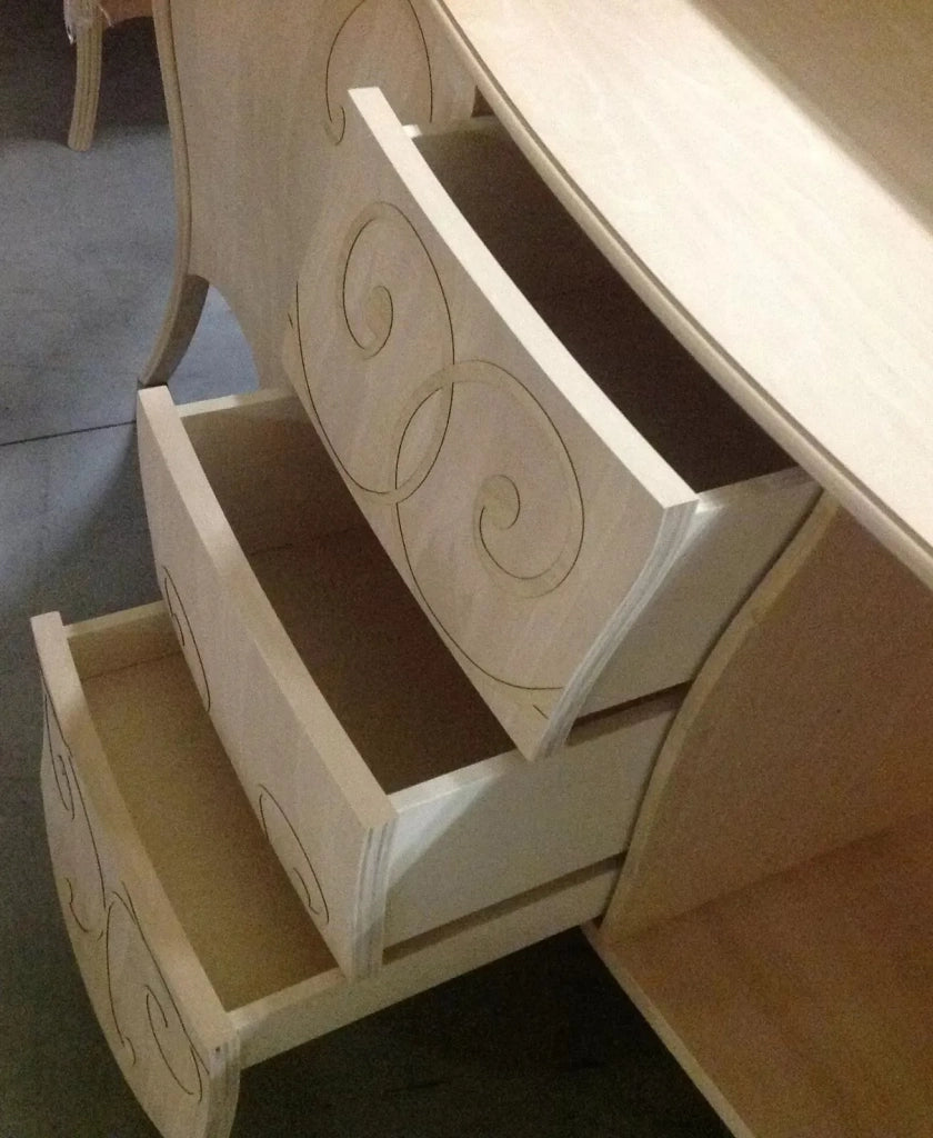 Madia credenza in legno grezza bombata 2 ante l.200 p.60 h.98 (010) - Mobili 2G